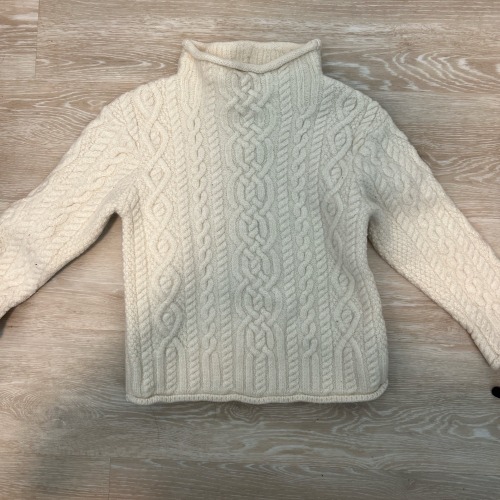 Cozy Cable Knit Turtleneck Sweater - Cream